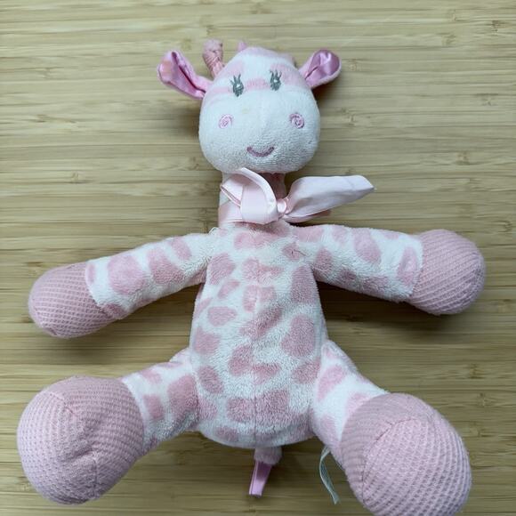 First and Main Jingles Pink Giraffe Lovey Rattle Security Plush Toy Baby - Picture 1 of 4